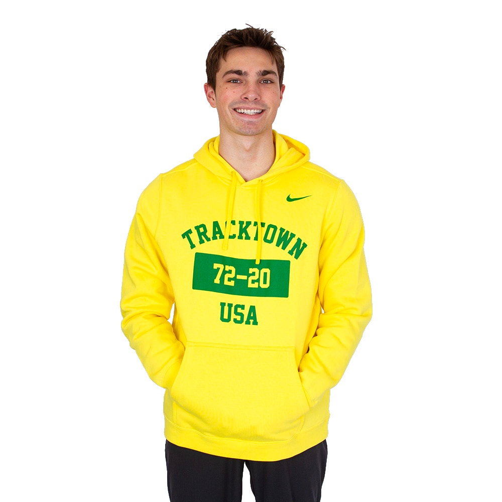 Track Town USA, Nike, Yellow, Hoodie, Cotton Blend, Men, Track & Field, 72-20. Sweatshirt, Pullover, 428862